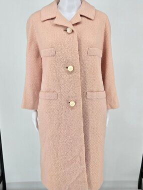 Vintage 1960s Marshall Field & Company Frank Gallant Blush Pink Mod Coat (L)